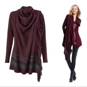 Cabi Port Fringe Wrap Knit Cardigan M #3002